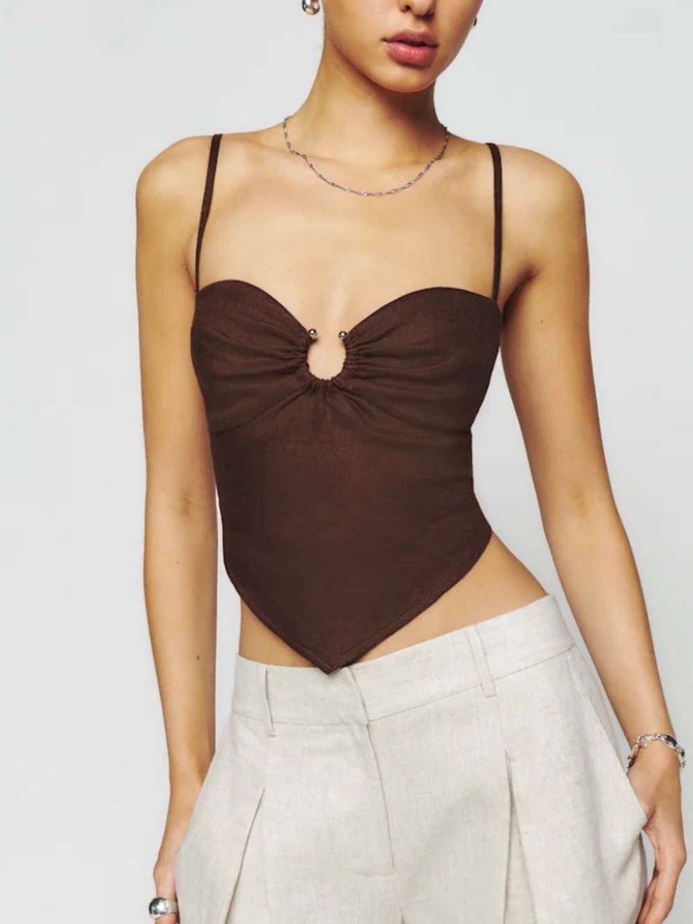 Reformation Brown “Sansa” 100% Linen Cami Top - Size 4